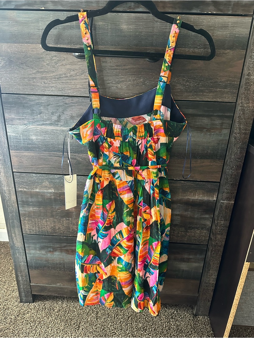 Calypso St. Barth Girls Tropical Print Sundress in Green, Pink, Yellow, Blue - Picture 2 of 4